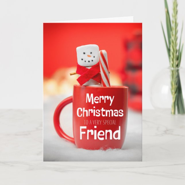Cartes Pour Fêtes Annuelles Joyeux Noël Ami Marshmallow Snowman (Devant)
