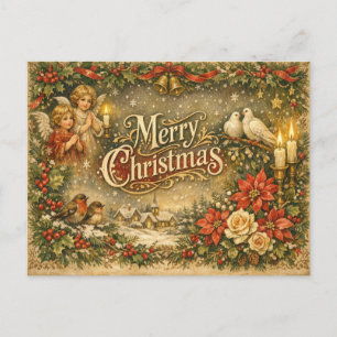 Cartes Pour Fêtes Annuelles Joyeux Noël Ange Chérubin Vintage