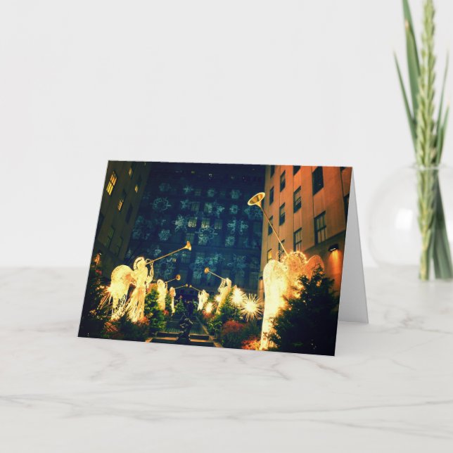 Cartes Pour Fêtes Annuelles Joyeux Noël - anges et flocons de neige (Devant)