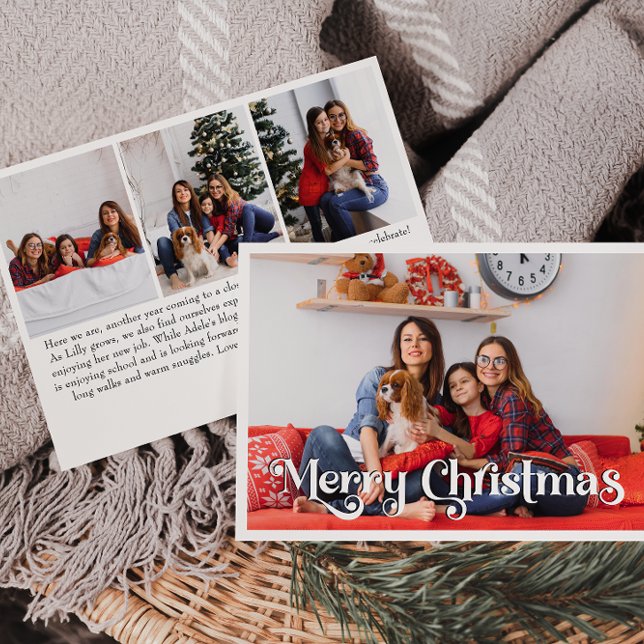 Cartes Pour Fêtes Annuelles Joyeux Noël année en revue Quatre photos (Créateur téléchargé)