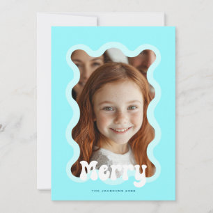 Cartes Pour Fêtes Annuelles Joyeux Noël Aqua Scallop Vague de vacances Design