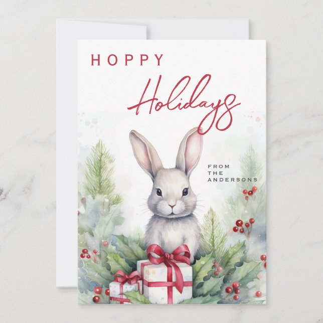 Cartes Pour Fêtes Annuelles Joyeux Noël aquarelle  (Devant)