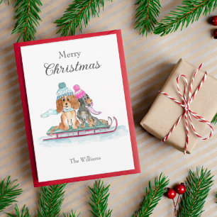 Cartes Pour Fêtes Annuelles Joyeux Noël aquarelle Cavalier King Charles