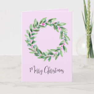 Cartes Pour Fêtes Annuelles Joyeux Noël, aquarelle couronne de Noël