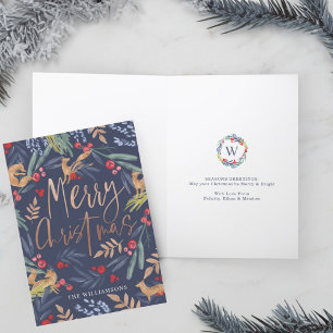 Cartes Pour Fêtes Annuelles Joyeux Noël   Aquarelle Festive Foliage & Fox