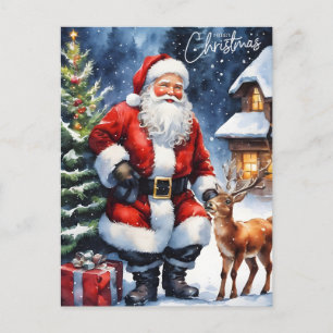Cartes Pour Fêtes Annuelles Joyeux Noël aquarelle Santa Claus