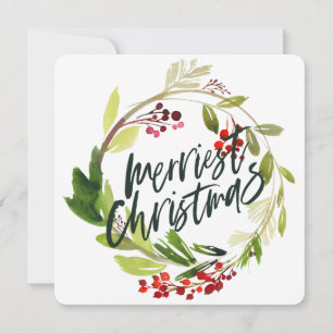 Cartes Pour Fêtes Annuelles Joyeux Noël aquarelle vacances florales