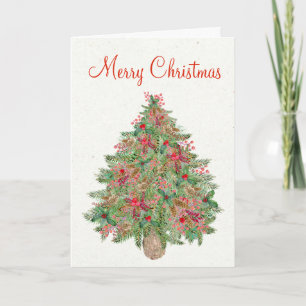 Cartes Pour Fêtes Annuelles Joyeux Noël Arbre À feuillage persistant Peint mai