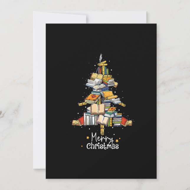 Cartes Pour Fêtes Annuelles Joyeux Noël Arbre de la bibliothèque Joli Amateur  (Devant)