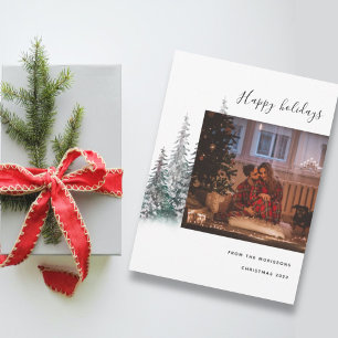 Cartes Pour Fêtes Annuelles Joyeux Noël arbre photo famille moderne heureux