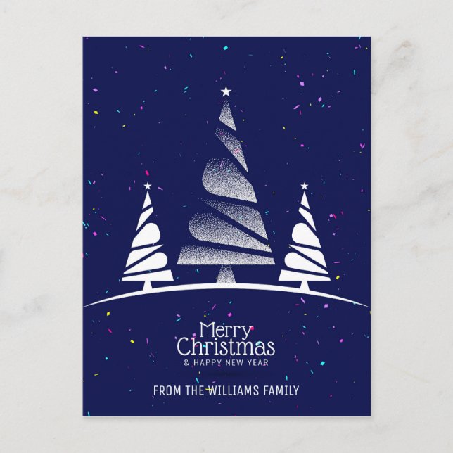 Cartes Pour Fêtes Annuelles Joyeux Noël Arbre Voeux Marine Photo Famille (Devant)