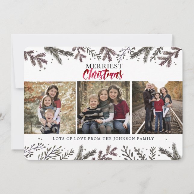 Cartes Pour Fêtes Annuelles Joyeux Noël | Arbres botaniques | Photocarte (Devant)