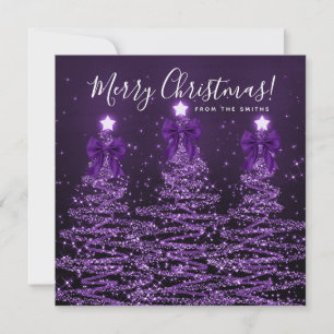 Cartes Pour Fêtes Annuelles Joyeux Noël Arbres de Noël Violets Message