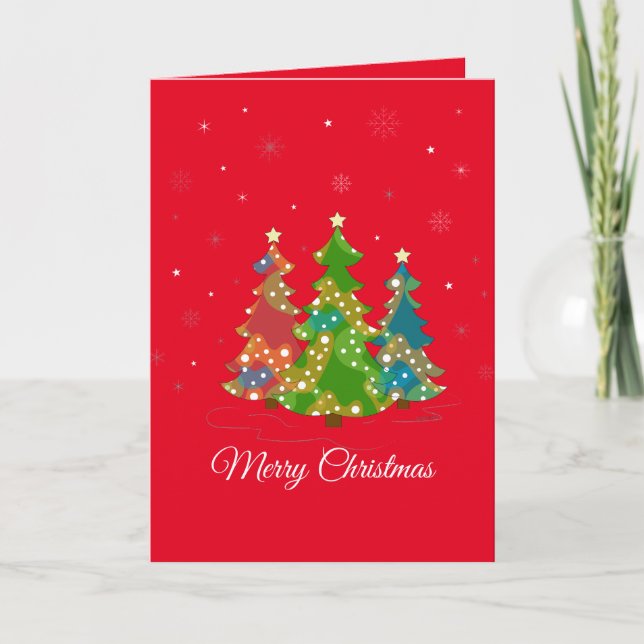 Cartes Pour Fêtes Annuelles Joyeux Noël Arbres et Nouvel An (Devant)