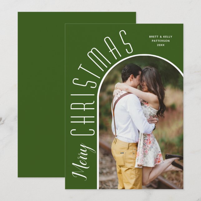 Cartes Pour Fêtes Annuelles Joyeux Noël Arche verte Photo (Devant / Derrière)