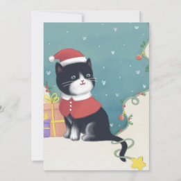 Cartes Pour Fêtes Annuelles Joyeux Noël : Art d'illustration de chat