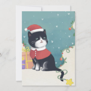 Cartes Pour Fêtes Annuelles Joyeux Noël : Art d'illustration de chat