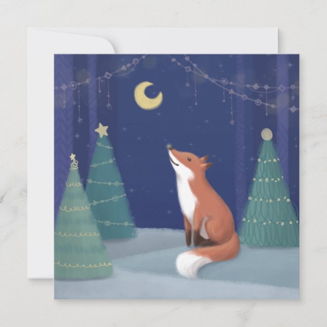 Cartes Pour Fêtes Annuelles Joyeux Noël : Art Illustration Fox (Devant)