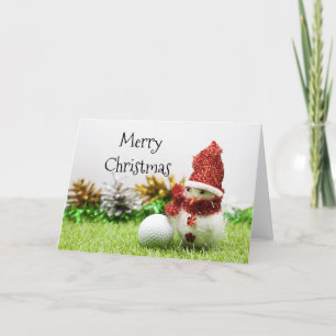 Cartes Pour Fêtes Annuelles Joyeux Noël au golfeur avec bonhomme de neige et b