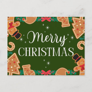 Cartes Pour Fêtes Annuelles Joyeux Noël au pain d'épice vert