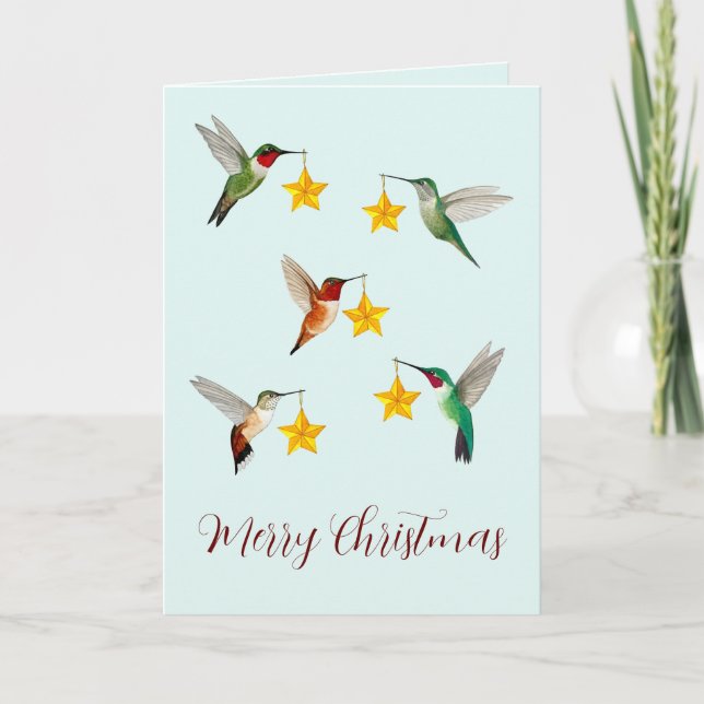 Cartes Pour Fêtes Annuelles Joyeux Noël aux colibris (Devant)