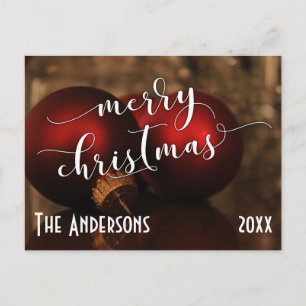 Cartes Pour Fêtes Annuelles Joyeux Noël avec boules en verre rouge, personnali