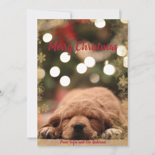 Cartes Pour Fêtes Annuelles Joyeux Noël avec cadre de flocon doré (Devant)