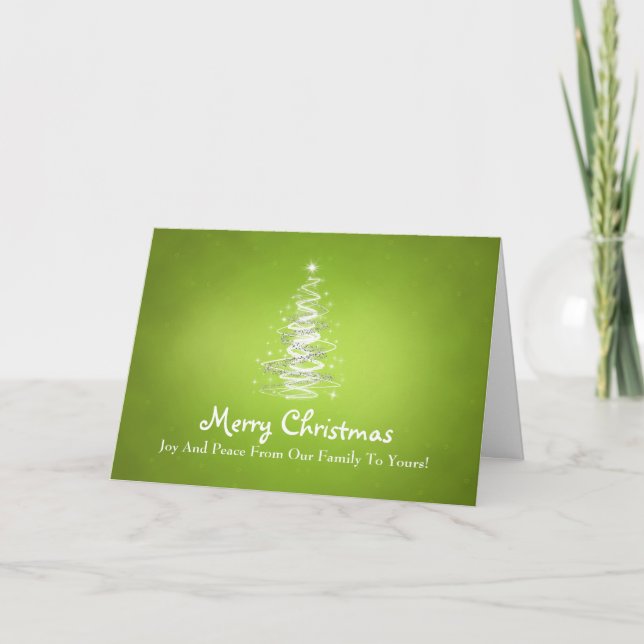 Cartes Pour Fêtes Annuelles Joyeux Noël avec des étincelles d'arbre en vert ci (Devant)