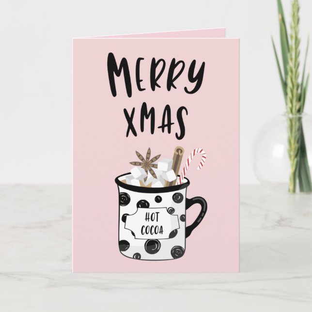 Cartes Pour Fêtes Annuelles Joyeux Noël avec du cacao chaud (Devant)