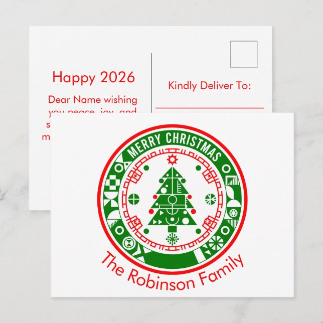 Cartes Pour Fêtes Annuelles Joyeux Noël avec nom de famille (Devant / Derrière)