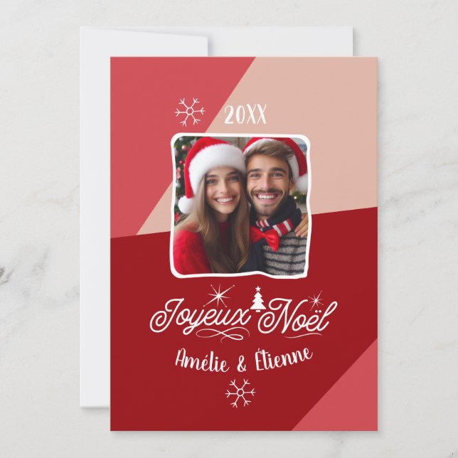 Cartes Pour Fêtes Annuelles Joyeux Noël Avec Photo French Christmas Custom Pic (Devant)