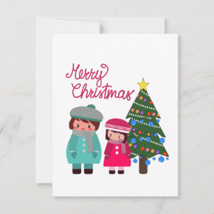 Cartes Pour Fêtes Annuelles Joyeux Noël avec un couple Chibi