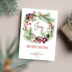 Cartes Pour Fêtes Annuelles Joyeux Noël baies d'hiver pines wath