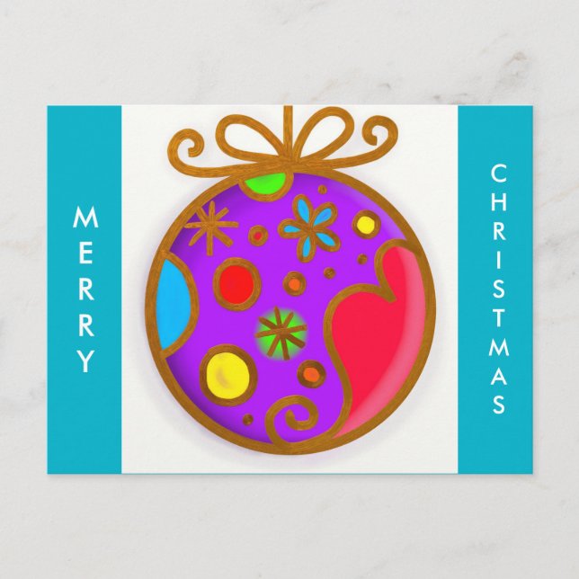 Cartes Pour Fêtes Annuelles Joyeux Noël Bauble couleur violet rouge (Devant)