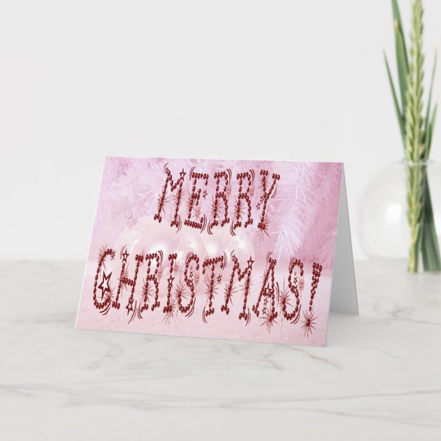 Cartes Pour Fêtes Annuelles Joyeux Noël Bauble et Stars Police (Devant)