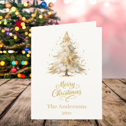 Cartes Pour Fêtes Annuelles Joyeux Noël beige arbre photo année d'examen