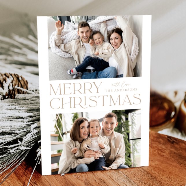 Cartes Pour Fêtes Annuelles Joyeux Noël beige moderne 2 Photo (Créateur téléchargé)