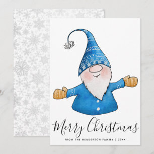 Cartes Pour Fêtes Annuelles Joyeux Noël Blanc Bleu Jaune mignonne Gnome