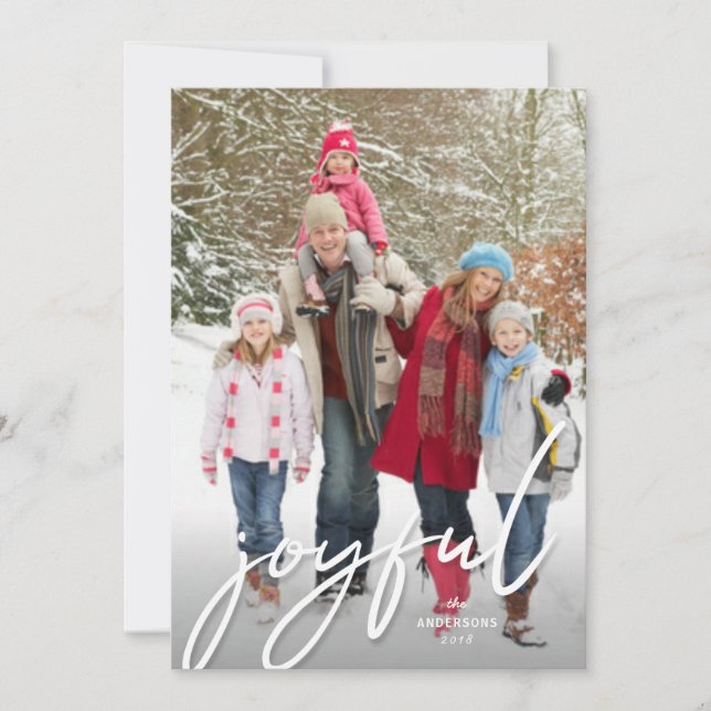 Cartes Pour Fêtes Annuelles Joyeux Noël blanc écriture manuscrite Script Photo (Devant)