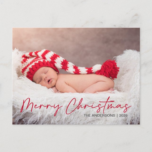 Cartes Pour Fêtes Annuelles Joyeux Noël blanc écriture photo (Devant)