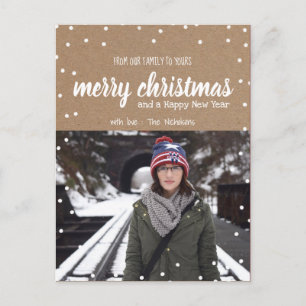 Cartes Pour Fêtes Annuelles Joyeux Noël blanc Script papier Kraft Photo