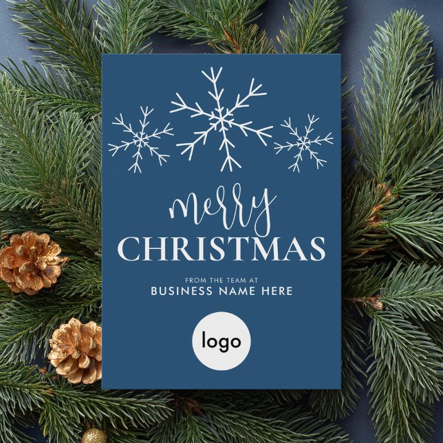 Cartes Pour Fêtes Annuelles Joyeux Noël bleu moderne Logo d'affaires (Créateur téléchargé)