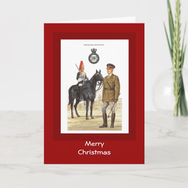Cartes Pour Fêtes Annuelles Joyeux Noël, Blues et Royals (Devant)