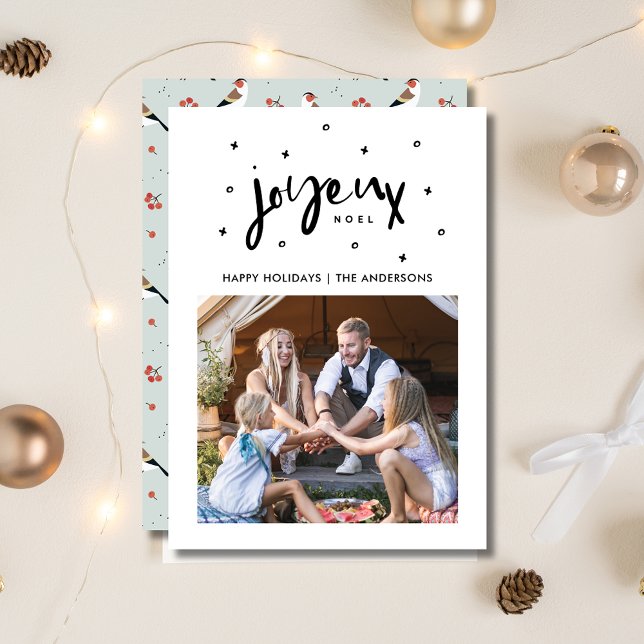 Cartes Pour Fêtes Annuelles Joyeux Noel Boho Bird Photo famille Noël ( Joyeux Noel Boho Bird Family Photo Christmas Card)