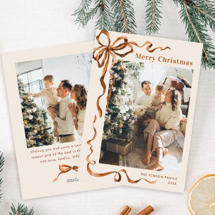 Cartes Pour Fêtes Annuelles Joyeux Noël Boho Bow Ribbon 2 Photo