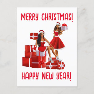 Cartes Pour Fêtes Annuelles Joyeux Noël. Bonne année. Femme Maman Sista