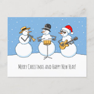 Cartes Pour Fêtes Annuelles Joyeux Noël Bonne année Snowman Jazzband