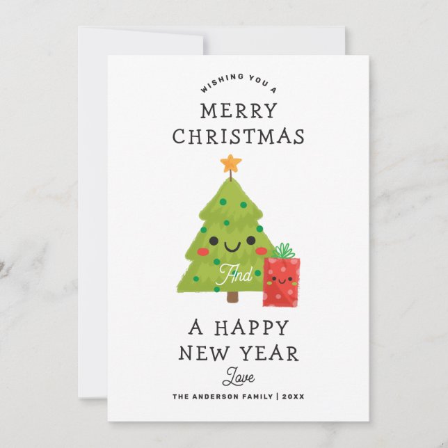Cartes Pour Fêtes Annuelles Joyeux Noël Bonne année. Un joli arbre d'hiver (Devant)