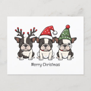 Cartes Pour Fêtes Annuelles Joyeux Noël Boston Terrier Chiens
