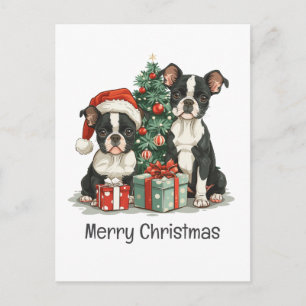 Cartes Pour Fêtes Annuelles Joyeux Noël Boston Terrier Chiens
